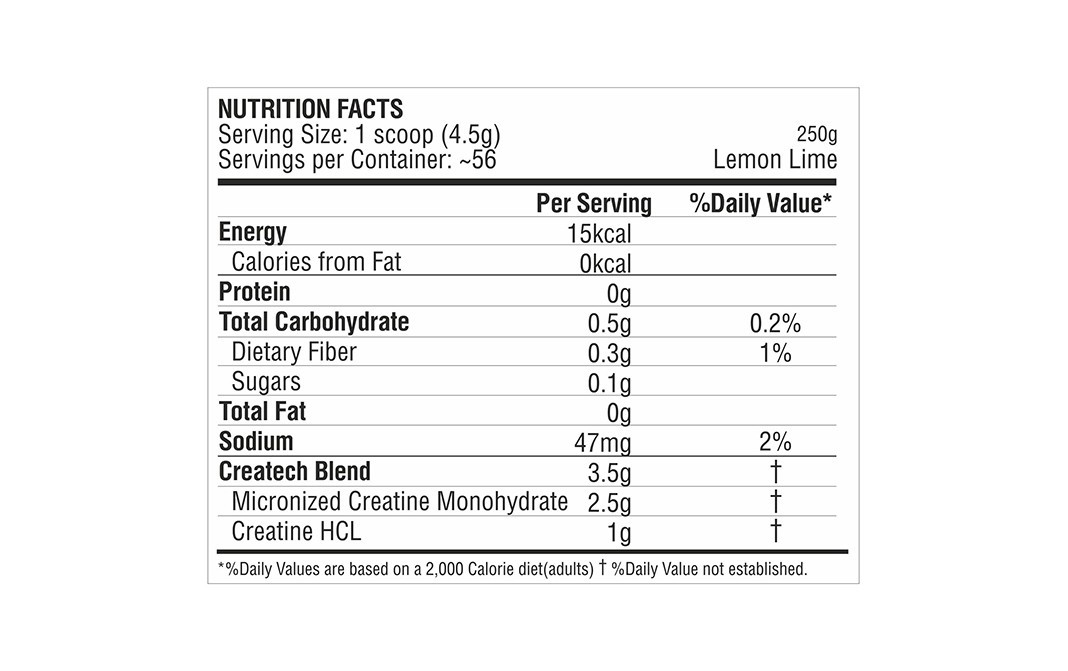 Procel Createch Lemon-Lime Flavor   Plastic Jar  250 grams